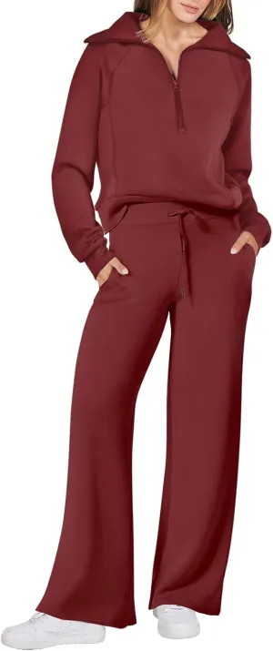 ANRABESS Women 2 Piece Outfits Sweatsuit Oversized Sweatshirt Sweatpants Tracksuit Sweat Lounge Matching Set 2025 Fall Trendy