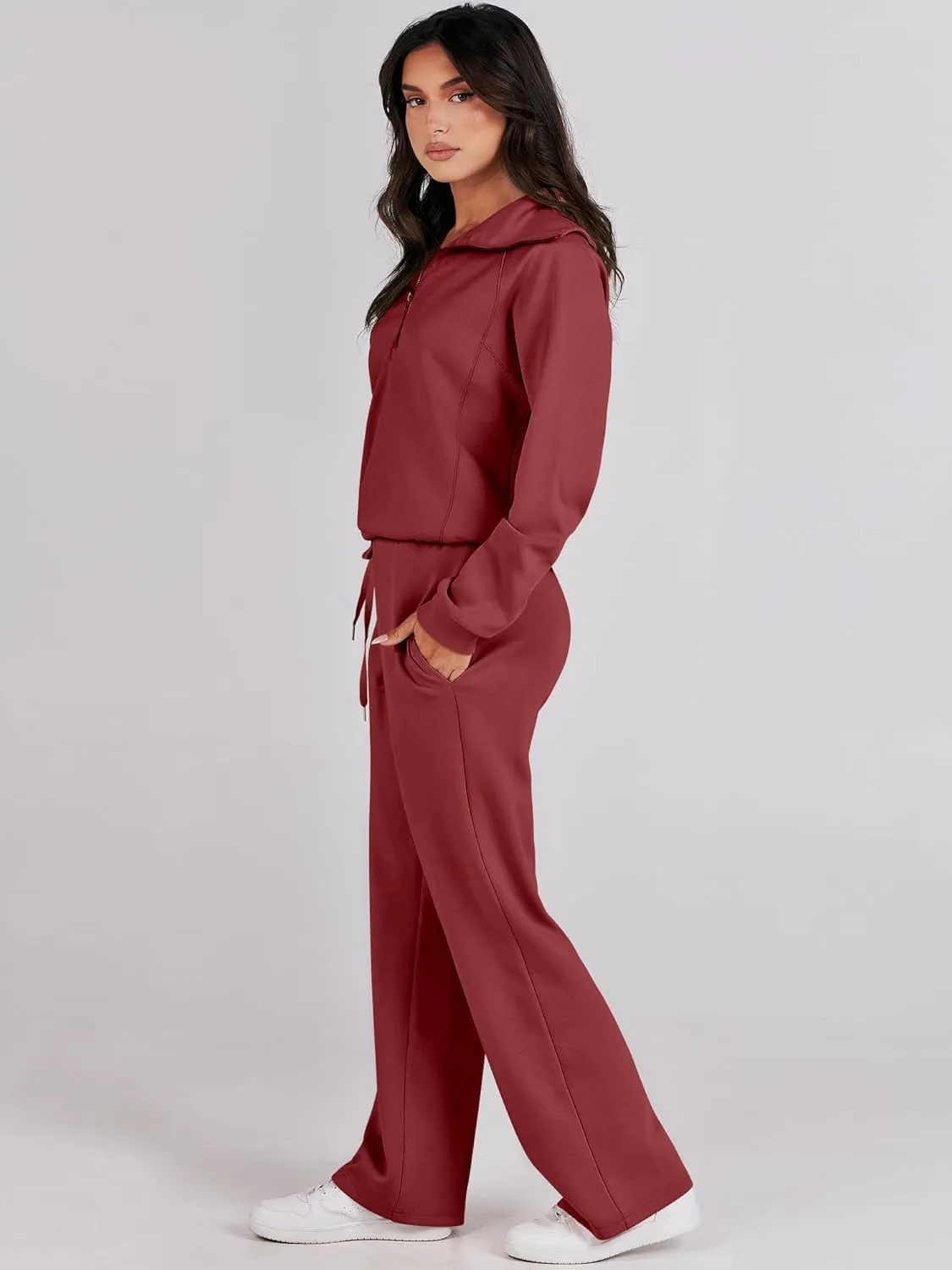 ANRABESS Women 2 Piece Outfits Sweatsuit Oversized Sweatshirt Sweatpants Tracksuit Sweat Lounge Matching Set 2025 Fall Trendy
