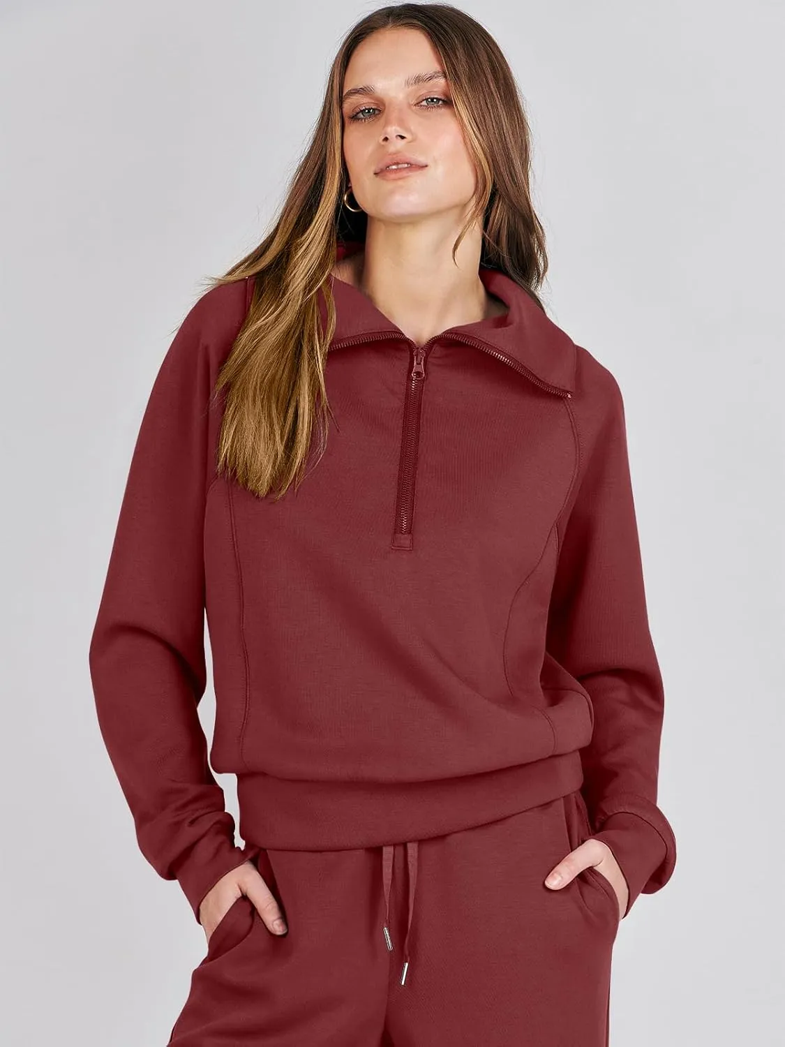 ANRABESS Women 2 Piece Outfits Sweatsuit Oversized Sweatshirt Sweatpants Tracksuit Sweat Lounge Matching Set 2025 Fall Trendy