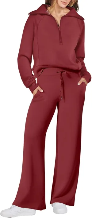 ANRABESS Women 2 Piece Outfits Sweatsuit Oversized Sweatshirt Sweatpants Tracksuit Sweat Lounge Matching Set 2025 Fall Trendy