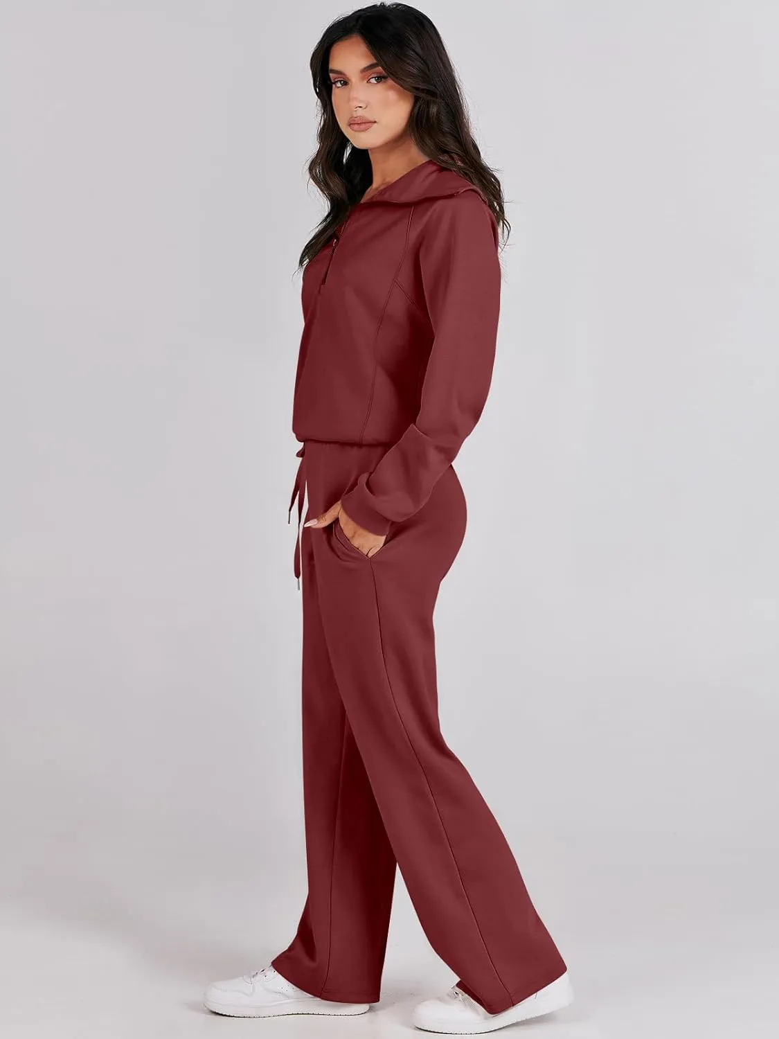ANRABESS Women 2 Piece Outfits Sweatsuit Oversized Sweatshirt Sweatpants Tracksuit Sweat Lounge Matching Set 2025 Fall Trendy