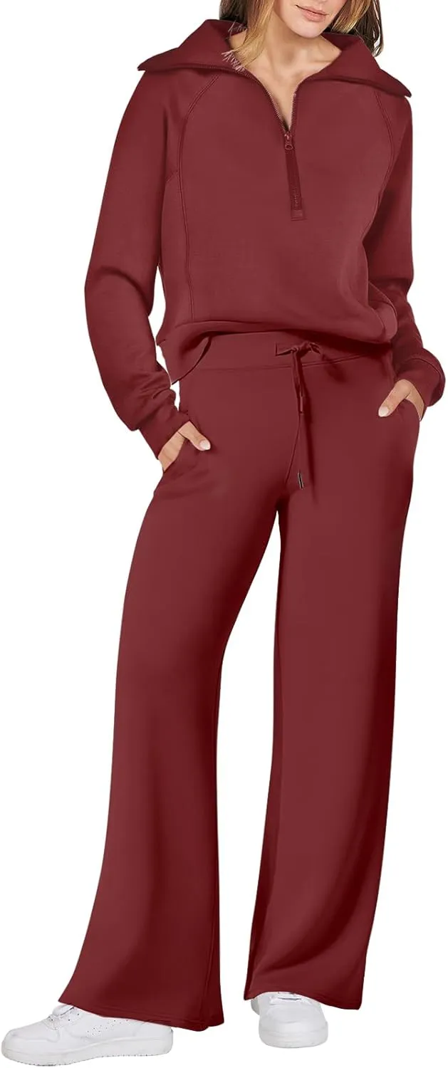 ANRABESS Women 2 Piece Outfits Sweatsuit Oversized Sweatshirt Sweatpants Tracksuit Sweat Lounge Matching Set 2025 Fall Trendy