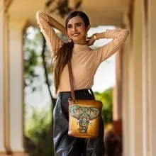 Anuschka Organizer Crossbody With Extended Side Zipper Elephant Mandala