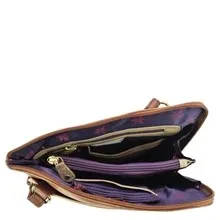 Anuschka Organizer Crossbody With Extended Side Zipper Elephant Mandala