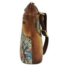 Anuschka Organizer Crossbody With Extended Side Zipper Elephant Mandala
