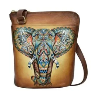 Anuschka Organizer Crossbody With Extended Side Zipper Elephant Mandala