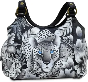 Anuschka Women’s Genuine Leather Large Triple Compartment Hobo - Hand Painted Exterior