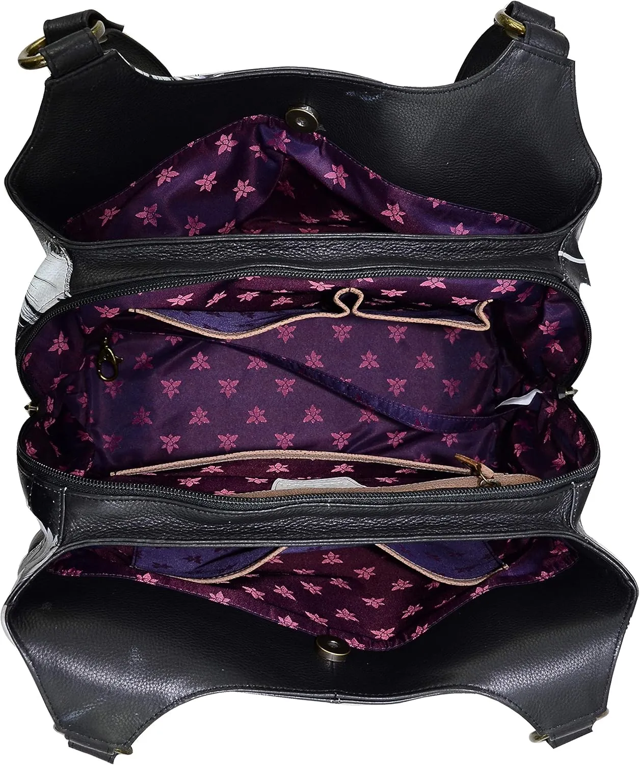 Anuschka Women’s Genuine Leather Large Triple Compartment Hobo - Hand Painted Exterior