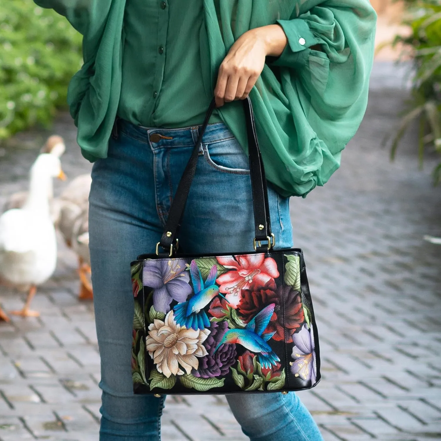 Anuschka Women’s Hand-Painted Genuine Leather Medium Everyday Tote