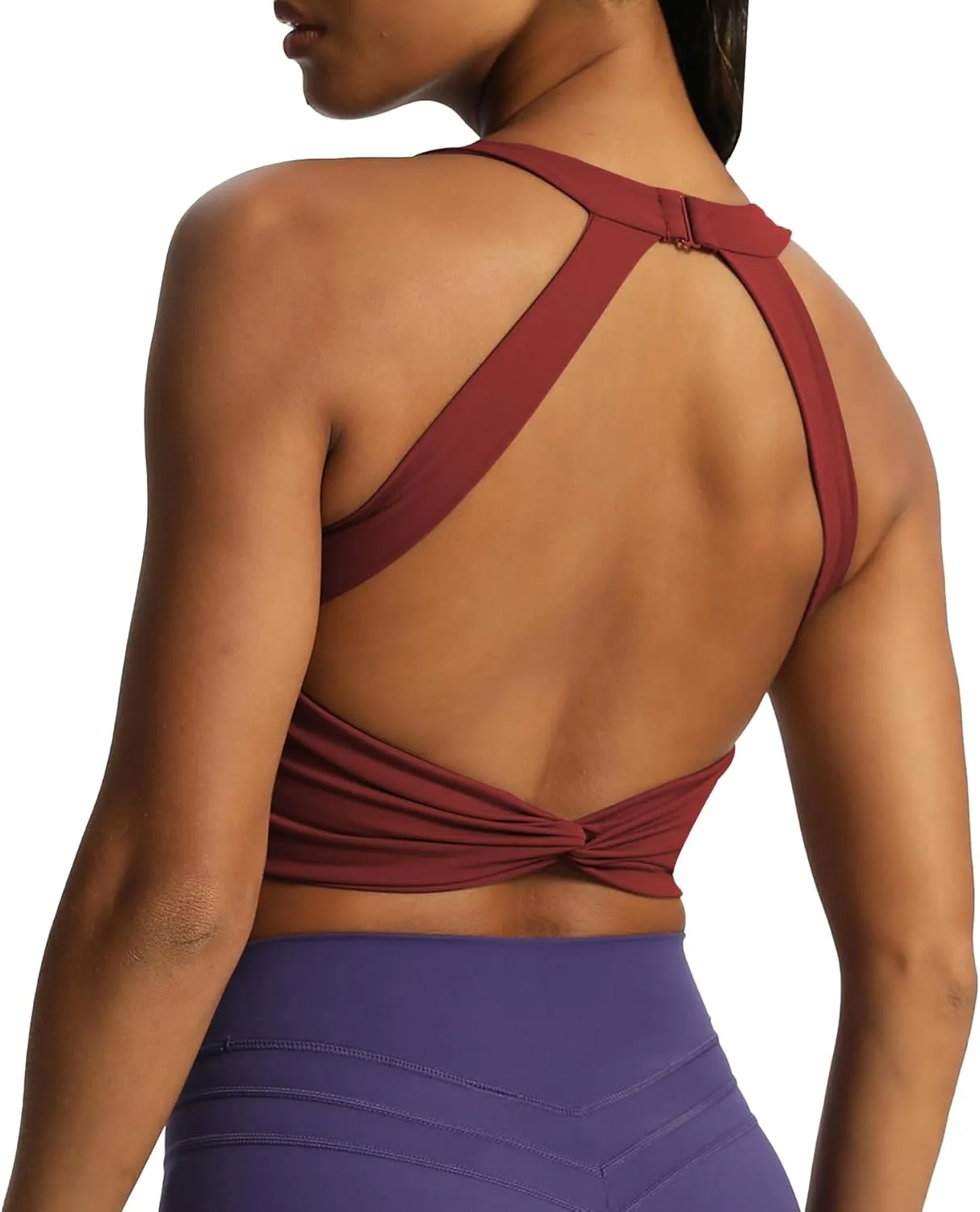 Aoxjox Women's Workout Sports Bras Twist Front Fitness Padded Training Gym Bra Yoga Crop Lola Tank Top