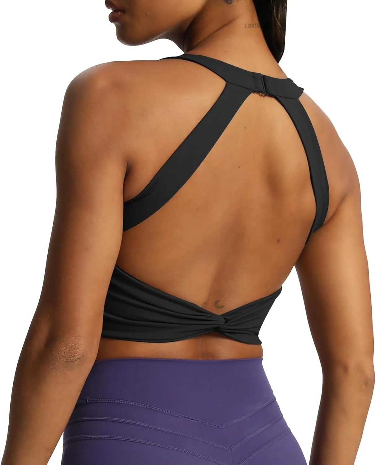 Aoxjox Women's Workout Sports Bras Twist Front Fitness Padded Training Gym Bra Yoga Crop Lola Tank Top