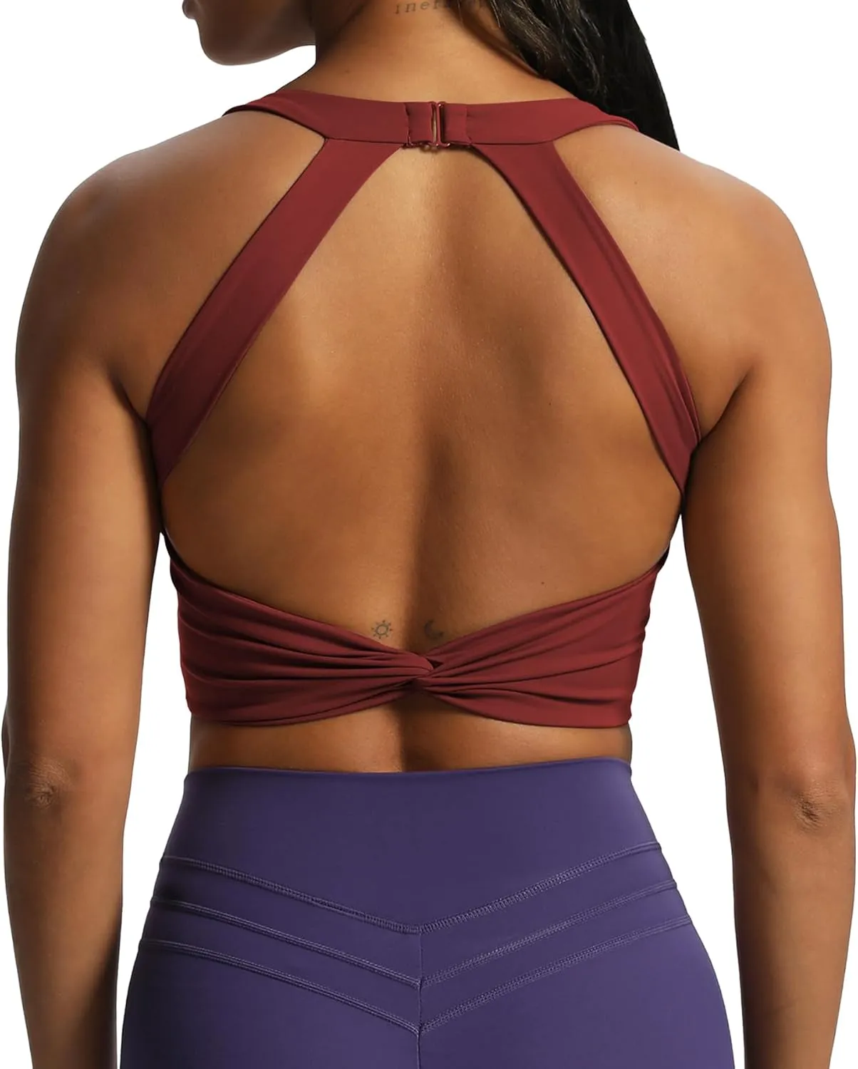 Aoxjox Women's Workout Sports Bras Twist Front Fitness Padded Training Gym Bra Yoga Crop Lola Tank Top