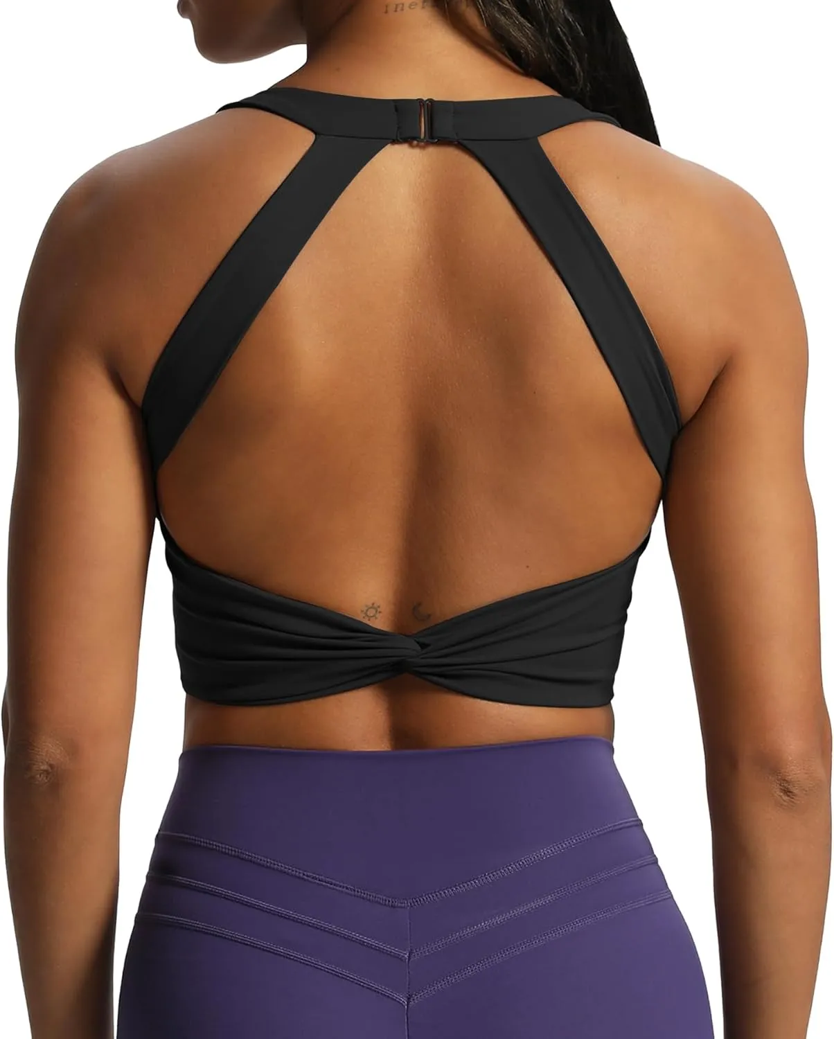 Aoxjox Women's Workout Sports Bras Twist Front Fitness Padded Training Gym Bra Yoga Crop Lola Tank Top