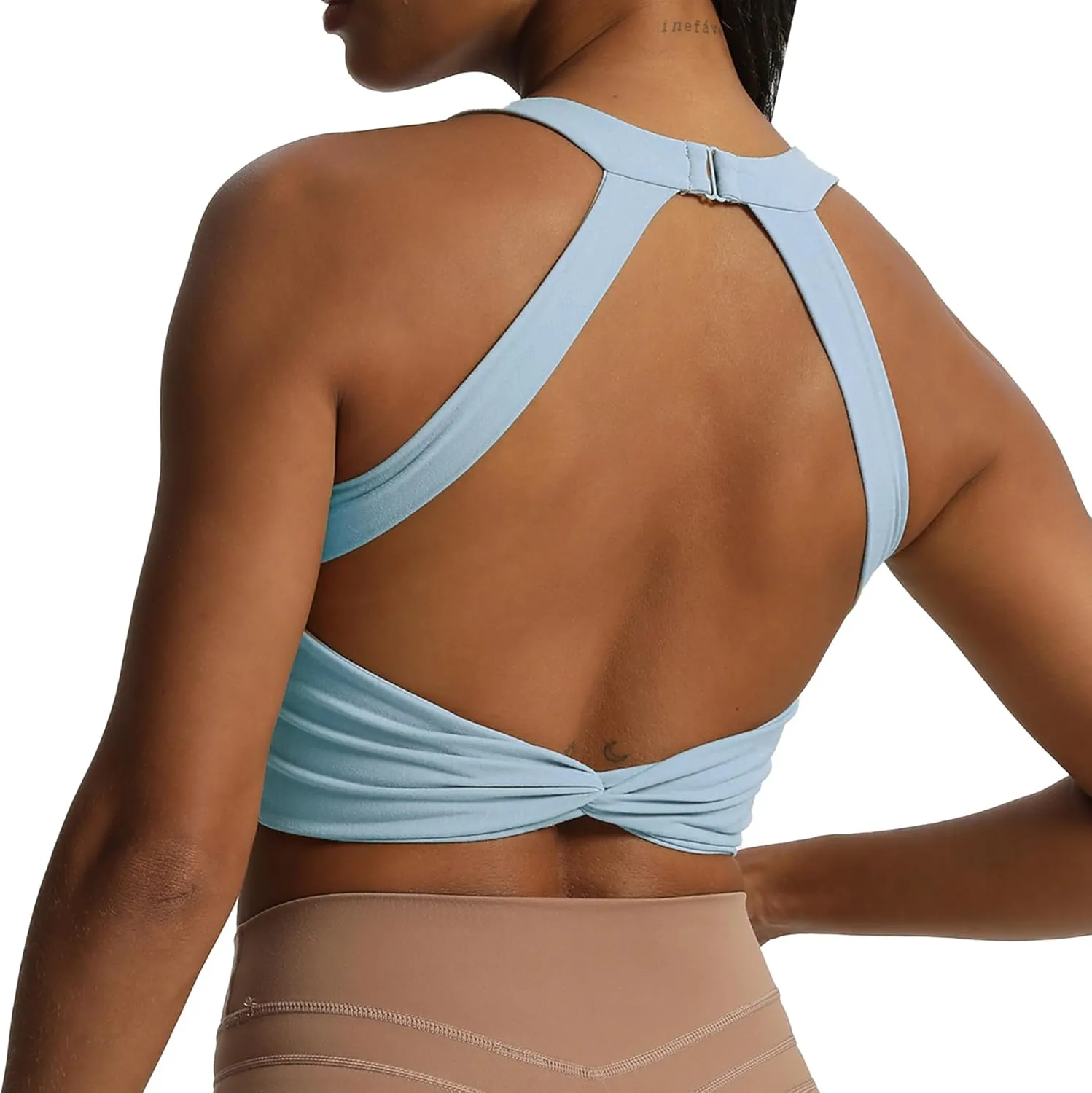 Aoxjox Women's Workout Sports Bras Twist Front Fitness Padded Training Gym Bra Yoga Crop Lola Tank Top