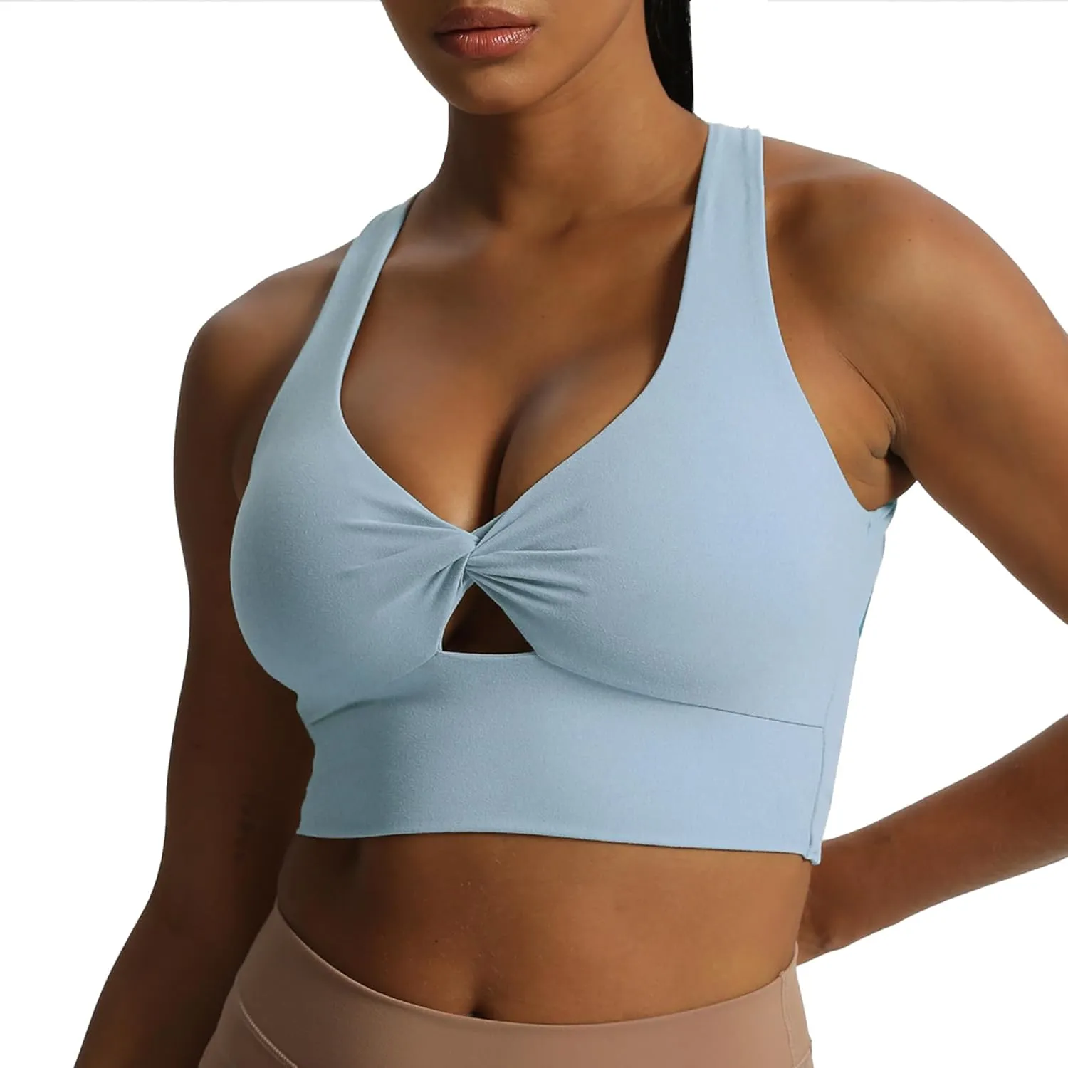 Aoxjox Women's Workout Sports Bras Twist Front Fitness Padded Training Gym Bra Yoga Crop Lola Tank Top