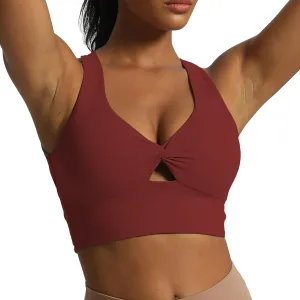 Aoxjox Women's Workout Sports Bras Twist Front Fitness Padded Training Gym Bra Yoga Crop Lola Tank Top