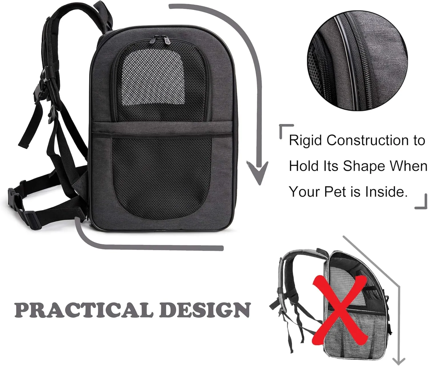 Apollo Walker Pet Carrier Backpack for Large/Small Cats and Dogs, Puppies, Safety Features and Cushion Back Support for Travel, Hiking, Outdoor Use (Black)