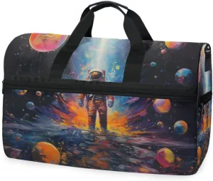 Astronaut 8 Travel Duffel Bag Luggage Sports Gym Bags With Shoes Compartment Large Capacity Lightweight Duffle Bag For Men Women