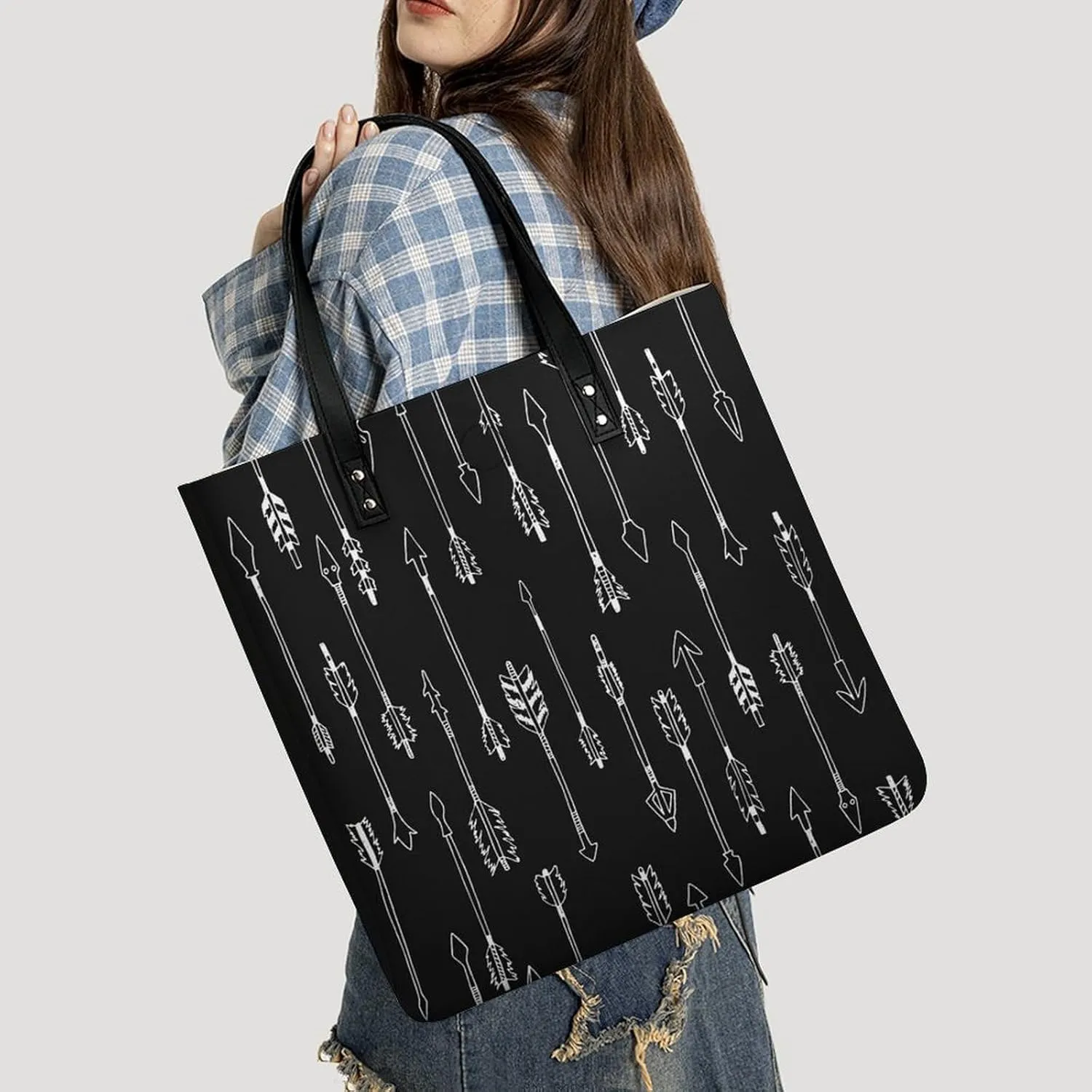 Autism Awareness Watercolor Splatter Large Capacity Leather Handbag
