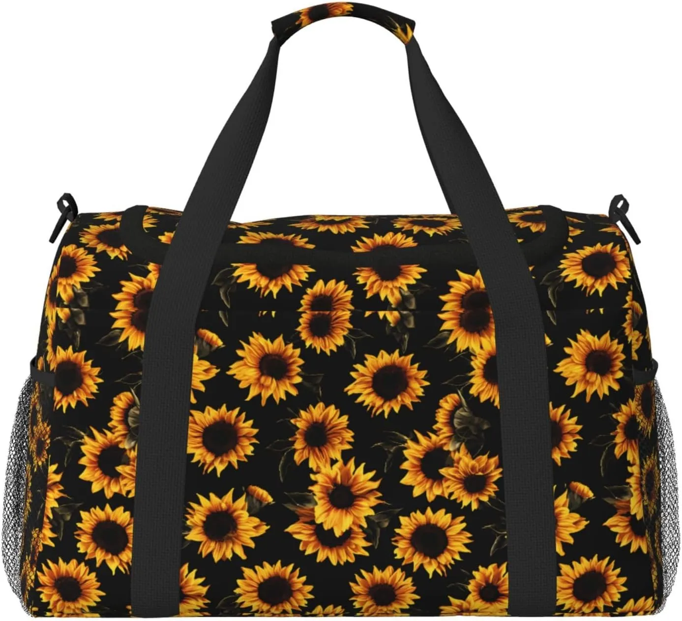 Autumn Floral Big Capacity Sports Gym Bag Portable Travel Duffle Bag, Sunflowers Lightweight Weekender Workout Bag for Overnight, Unisex