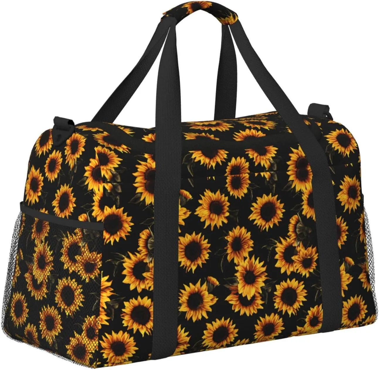 Autumn Floral Big Capacity Sports Gym Bag Portable Travel Duffle Bag, Sunflowers Lightweight Weekender Workout Bag for Overnight, Unisex