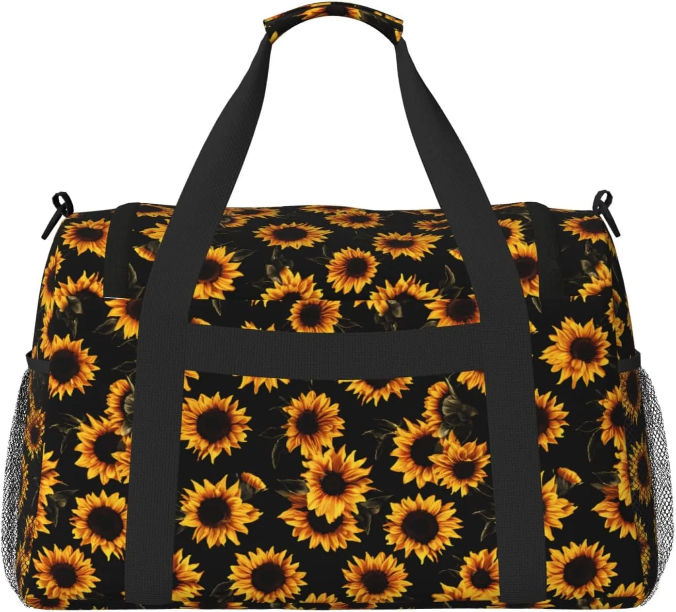 Autumn Floral Big Capacity Sports Gym Bag Portable Travel Duffle Bag, Sunflowers Lightweight Weekender Workout Bag for Overnight, Unisex