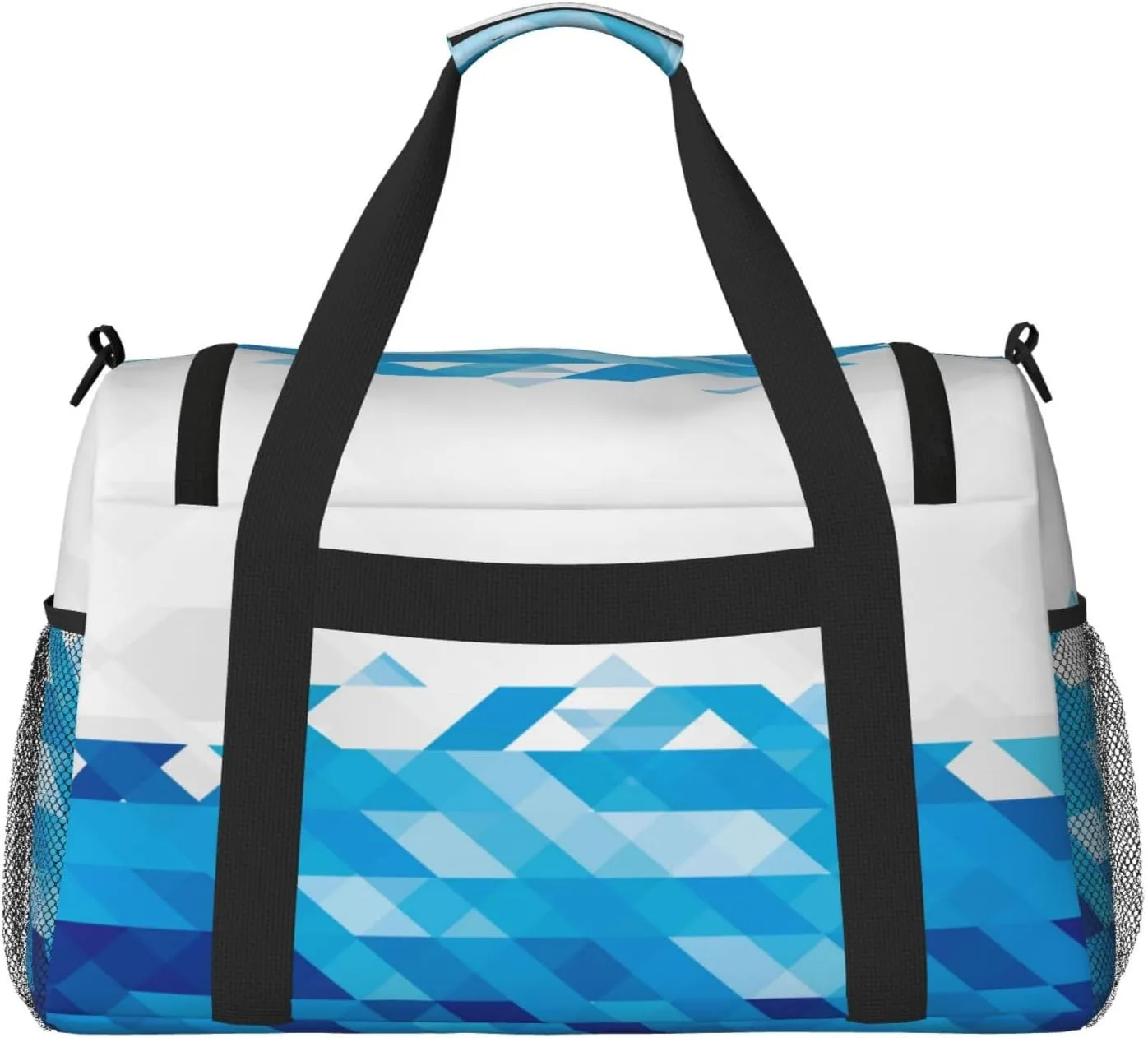 Azure Triangle On White Water Travel Duffel Bag Large Foldable Waterproof Overnight Bag For Beach Swim Bags Pool Sports Gym