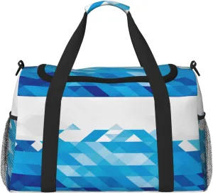 Azure Triangle On White Water Travel Duffel Bag Large Foldable Waterproof Overnight Bag For Beach Swim Bags Pool Sports Gym