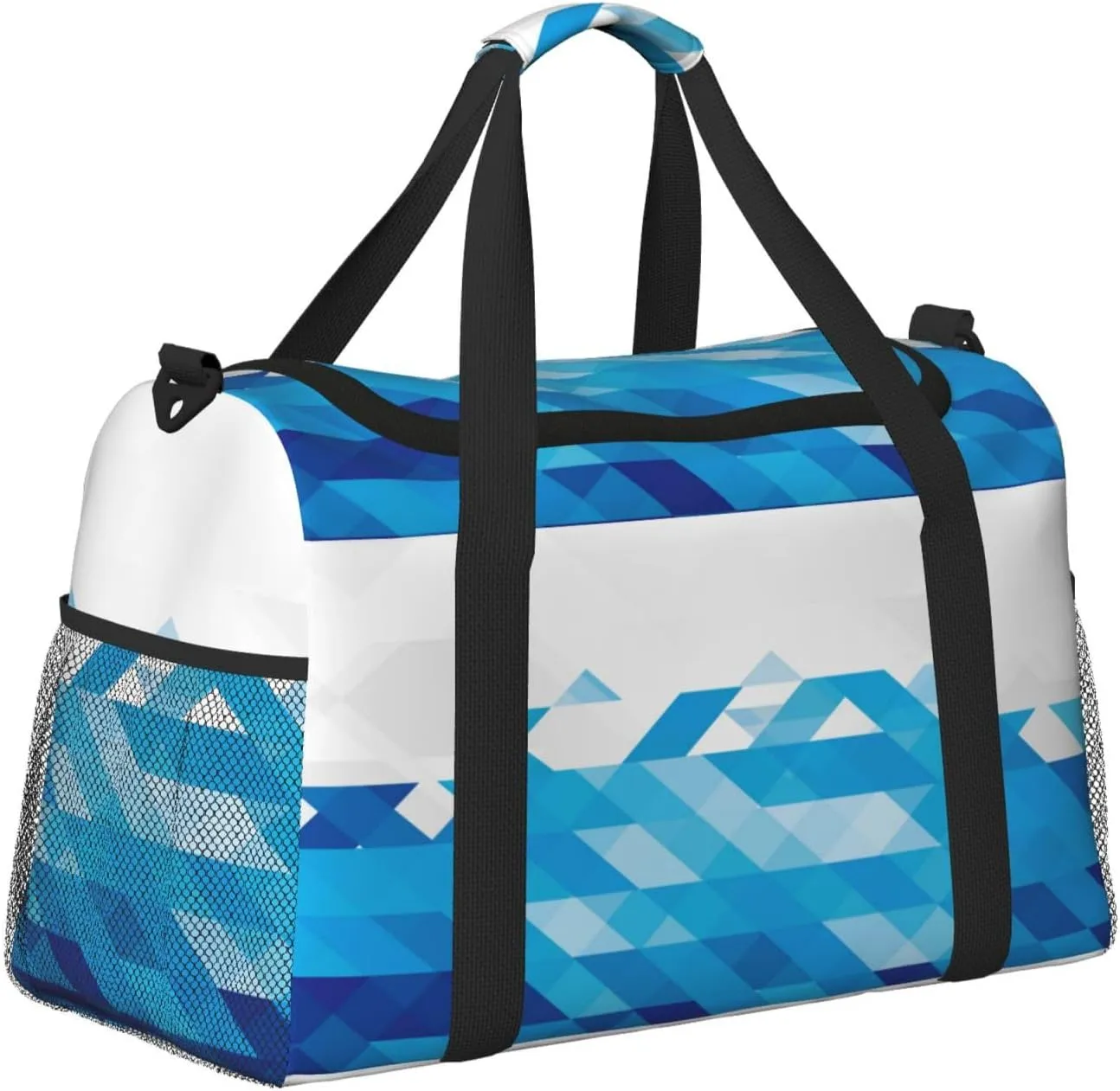 Azure Triangle On White Water Travel Duffel Bag Large Foldable Waterproof Overnight Bag For Beach Swim Bags Pool Sports Gym