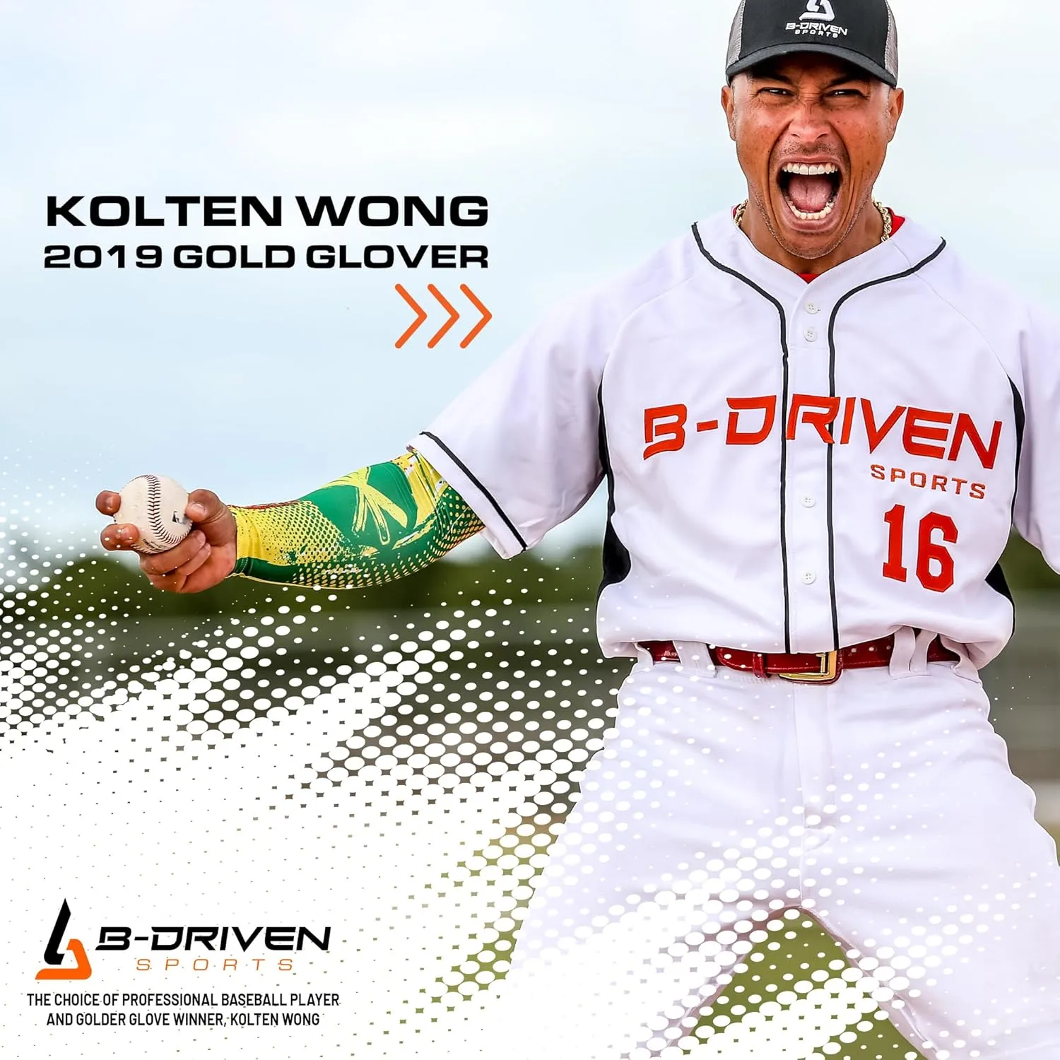 B-Driven Sports Pro-Fit Compression Arm Sleeve for Baseball, Football and Athletic - For Men, Women, Youth, Kids - 42 Colors