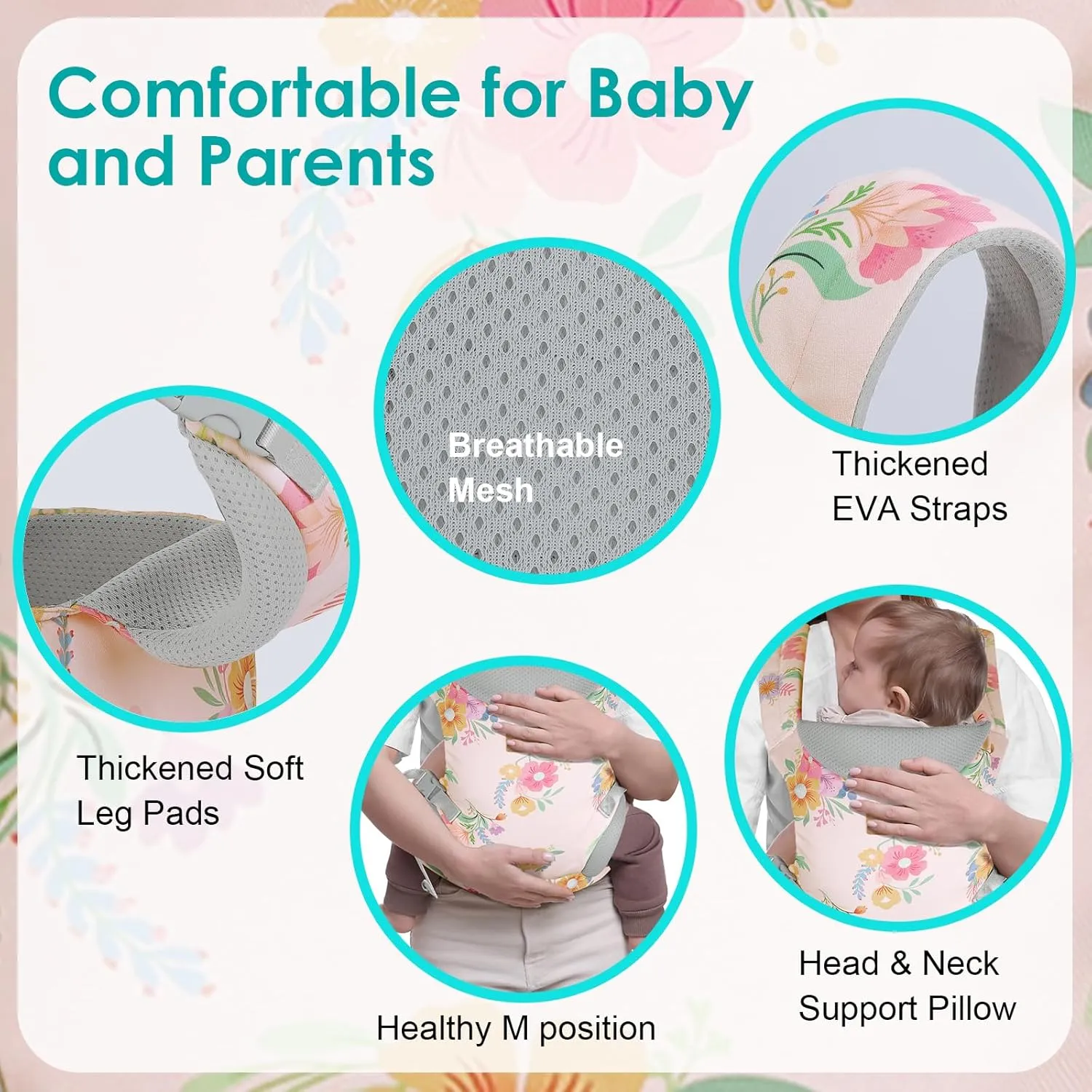 Baby Carrier Newborn to Toddler, Ergonomic Adjustable Toddler Carriers for 7-66 Lbs, Cozy Lightweight Infant Carrier with Neck Support, Baby Holder Carrier with Lumbar Support for Mom Dad