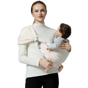 Baby Sling Carrier With Wide Shoulder Strap, Mesh Infant Wrap for Newborn to Toddler, Perfect for Mom and Dad - Cream