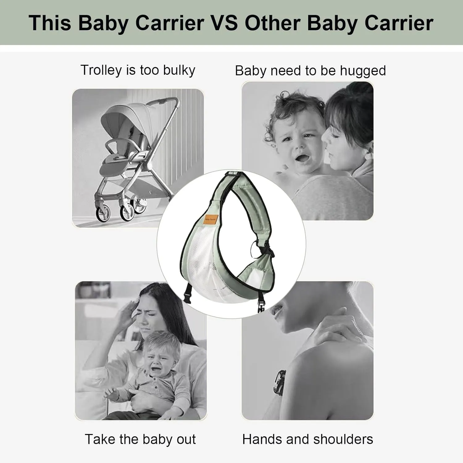Baby Sling Carrier,Toddler Carrier,Baby Sling,Portable and Adjustable Non-Slip Hip Seat Carriers 10-45lbs(Black,Mesh)