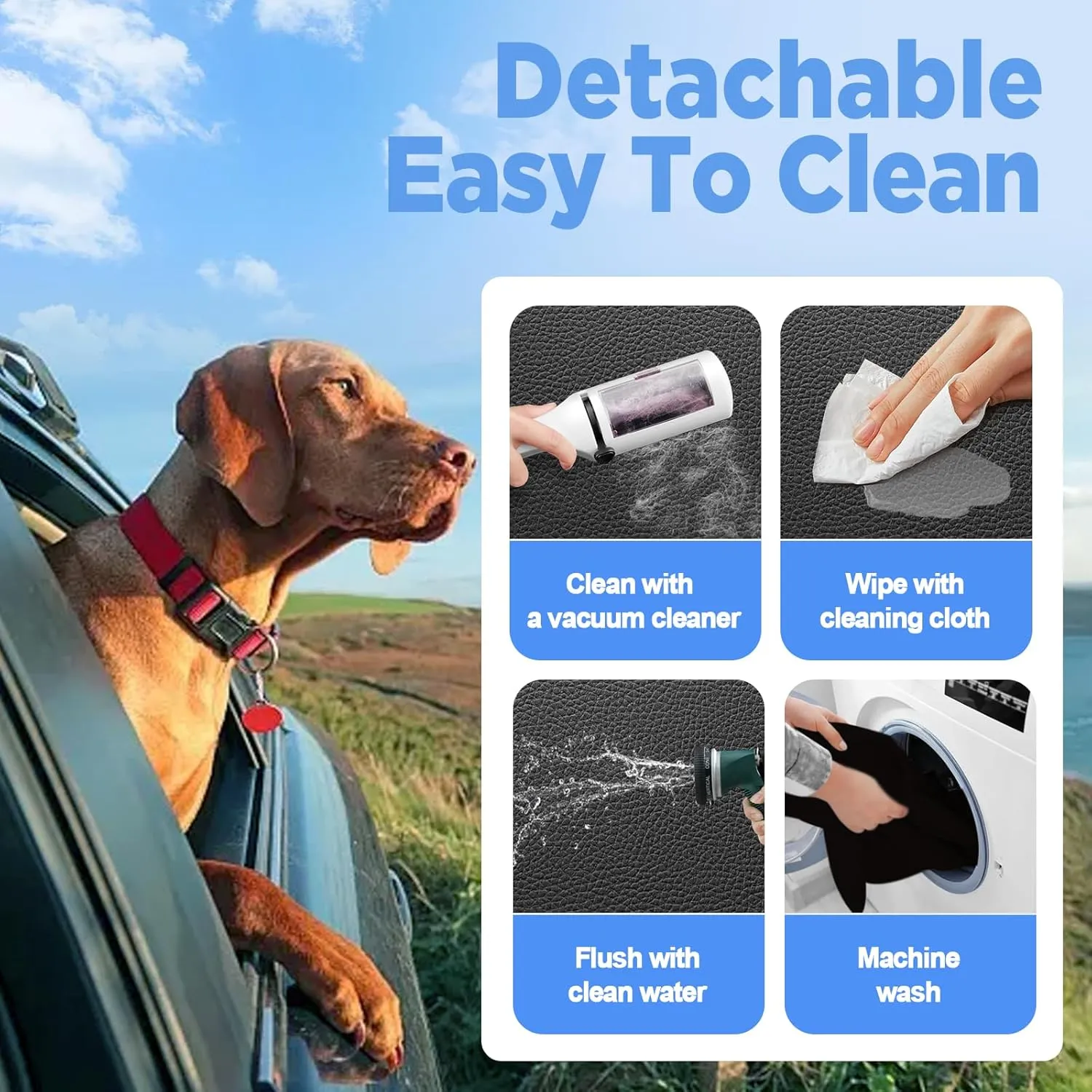 Back Seat Extender for Dogs, Hard Bottom Dog Car Seat Cover for Truck Back Seat, Dog Hammock for Car, Upgraded PU Leather Material, Larger Space, Holds 400lbs
