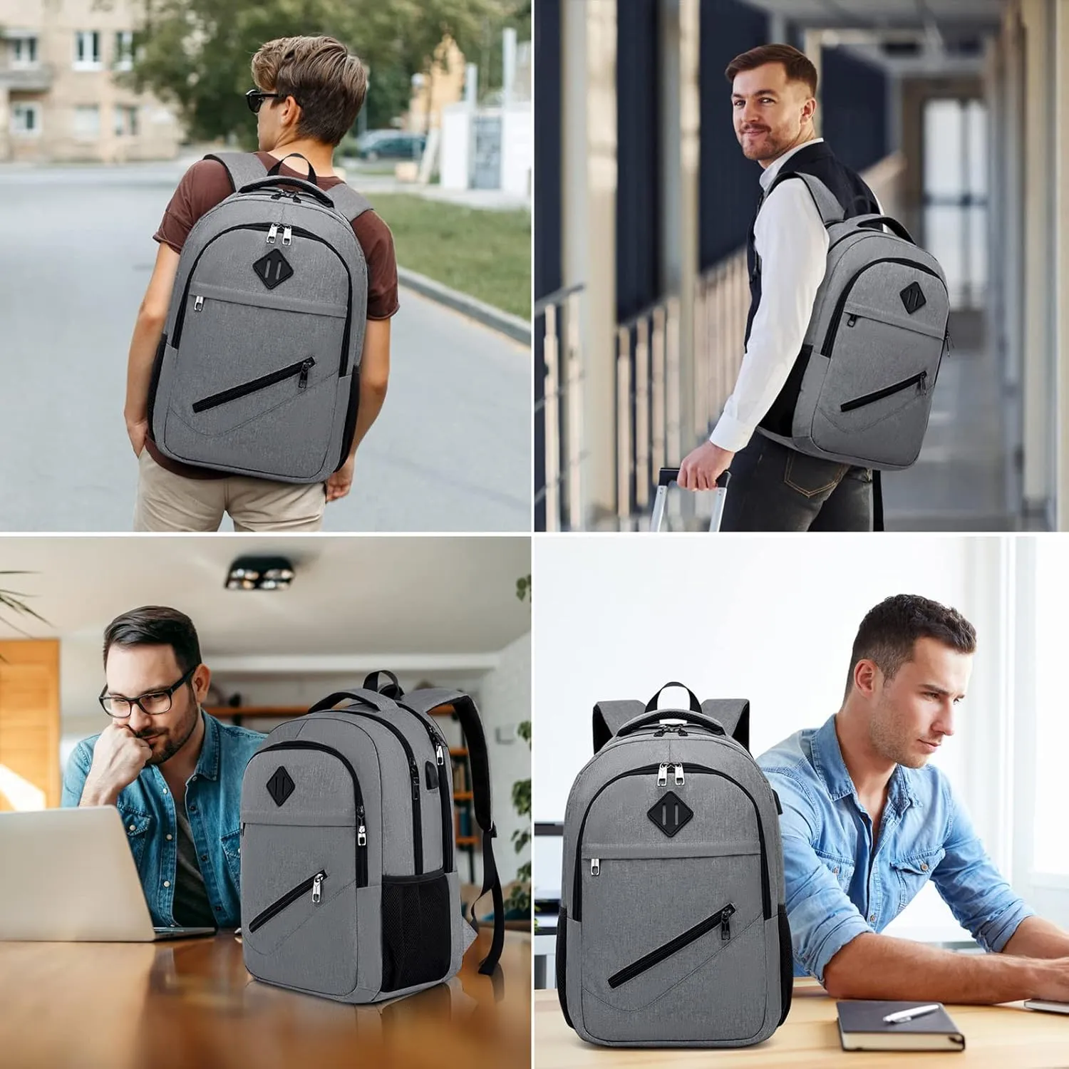 Backpack for Men and Women, School Backpacks for Teen Boys & Girls, Student Bookbag Fits 15.6 Inch Laptop with USB Charging Port, Water Resistant Travel Backpack, Sturdy Anti Theft Computer Bag Gifts