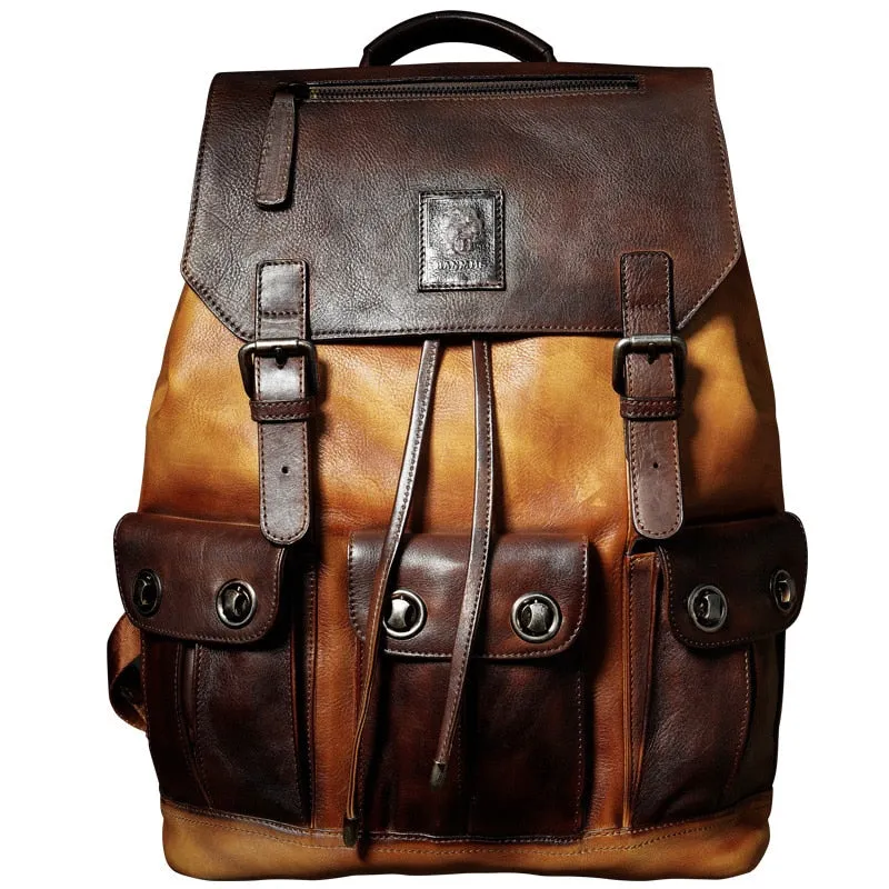 Backpack Leather Capacity Luxury Shoulder Cow Mens Military Style Travel Large Multi-functional Retro Bag Secure checkout Bag Bag