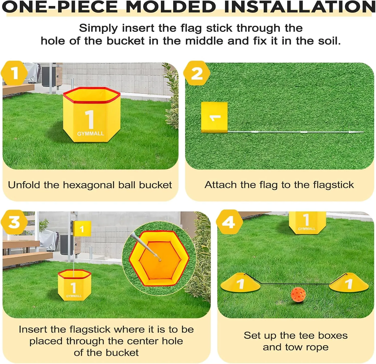 Backyard Golf Set for Kids, Adults and Family, Portable 6 Holes Golf Course with Balls, Flags and Carry Bag for Lawn, Park, Beach and Hotel - Yellow
