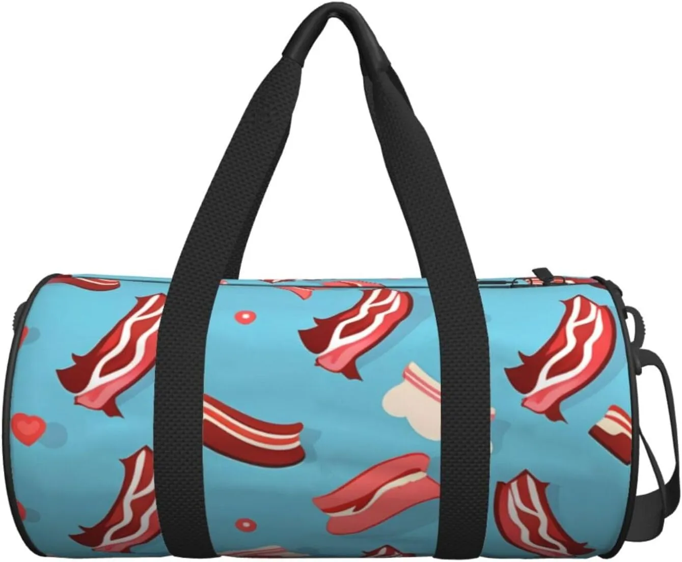 Bacon Pattern Printed Travel Bag,Round Personal Item Storage bag,Foldie Duffel Bag for Traveling Vacation,Fitness,Sports
