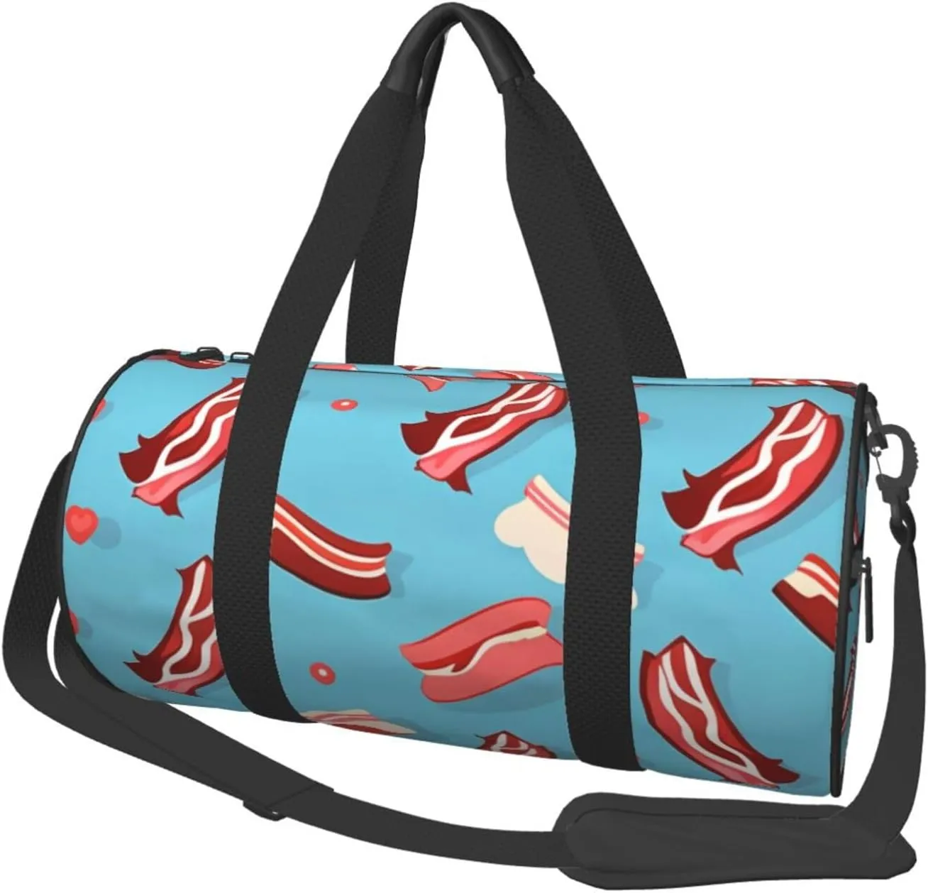 Bacon Pattern Printed Travel Bag,Round Personal Item Storage bag,Foldie Duffel Bag for Traveling Vacation,Fitness,Sports