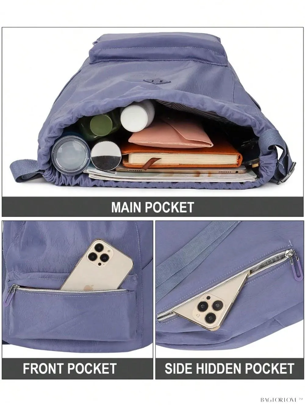 BagForLove - Drawstring Cinch Backpack Perfect for Gym or Travel