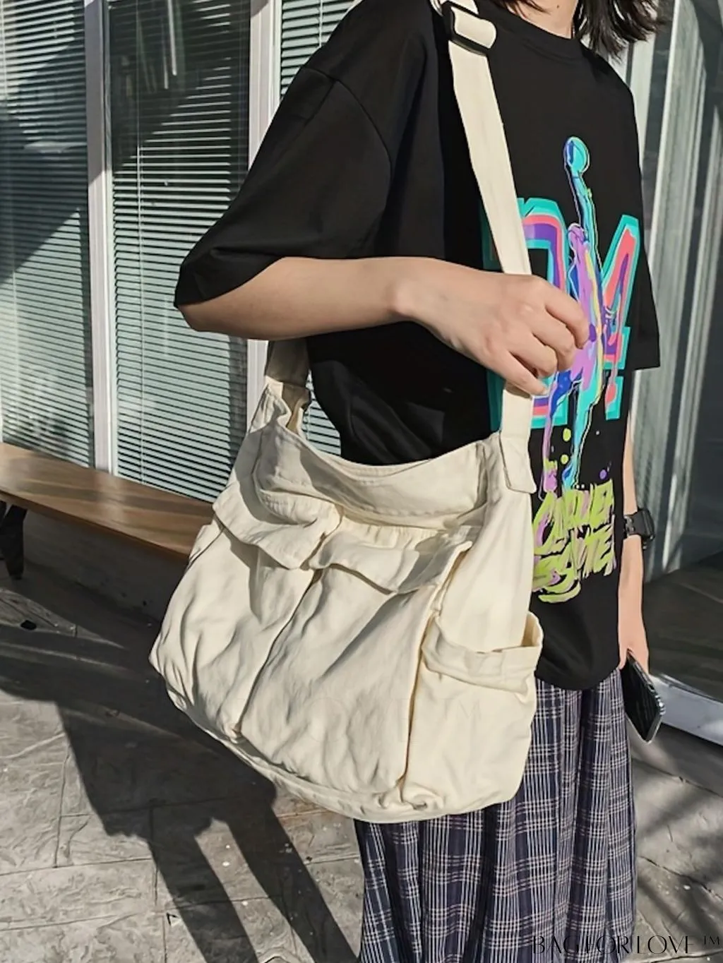 BagForLove - Stylish Canvas Crossbody Bag for Travel, Everyday Use - Multiple Pockets, Single Shoulder Strap