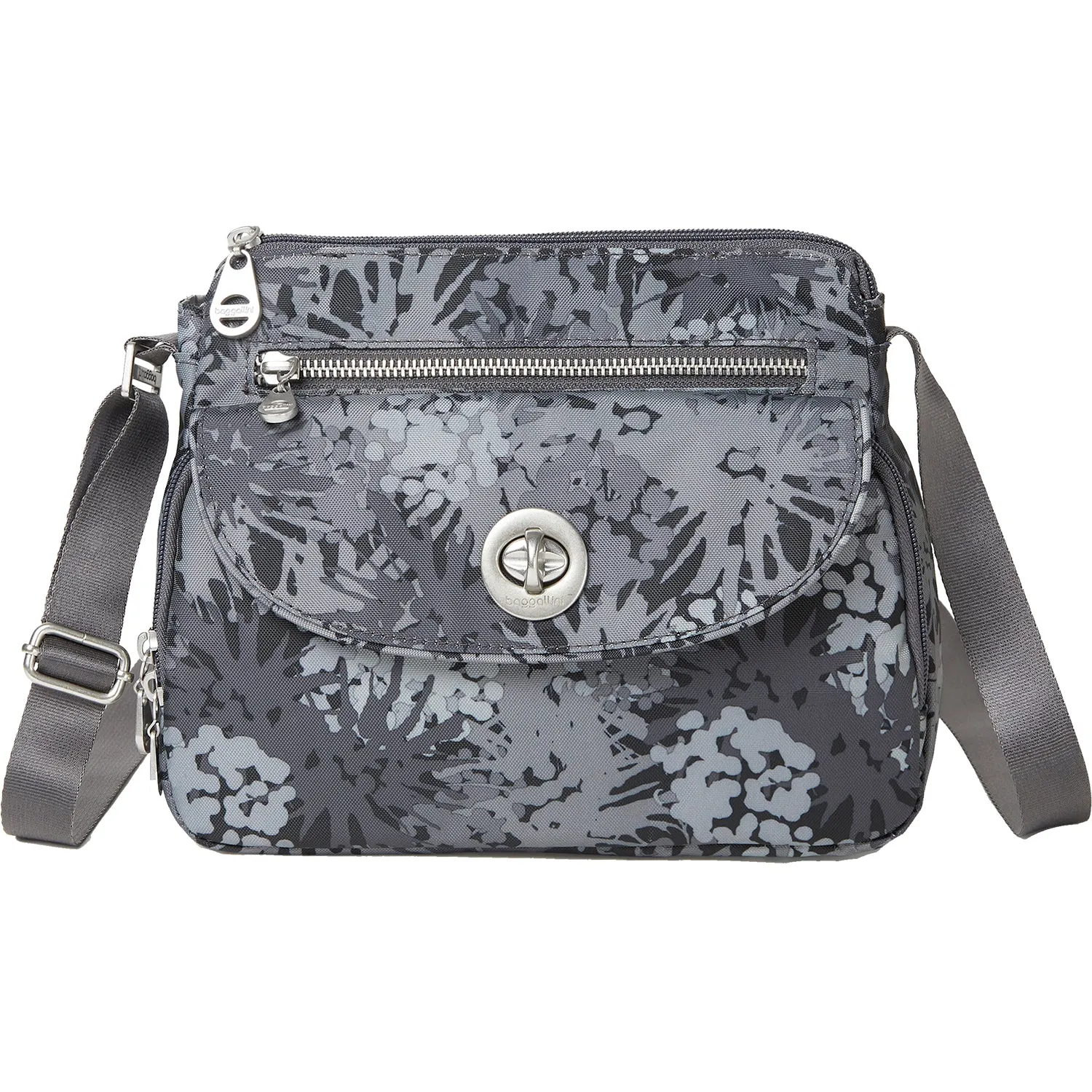 Baggallini Calais Crossbody Bagg Pewter Thistle Nylon