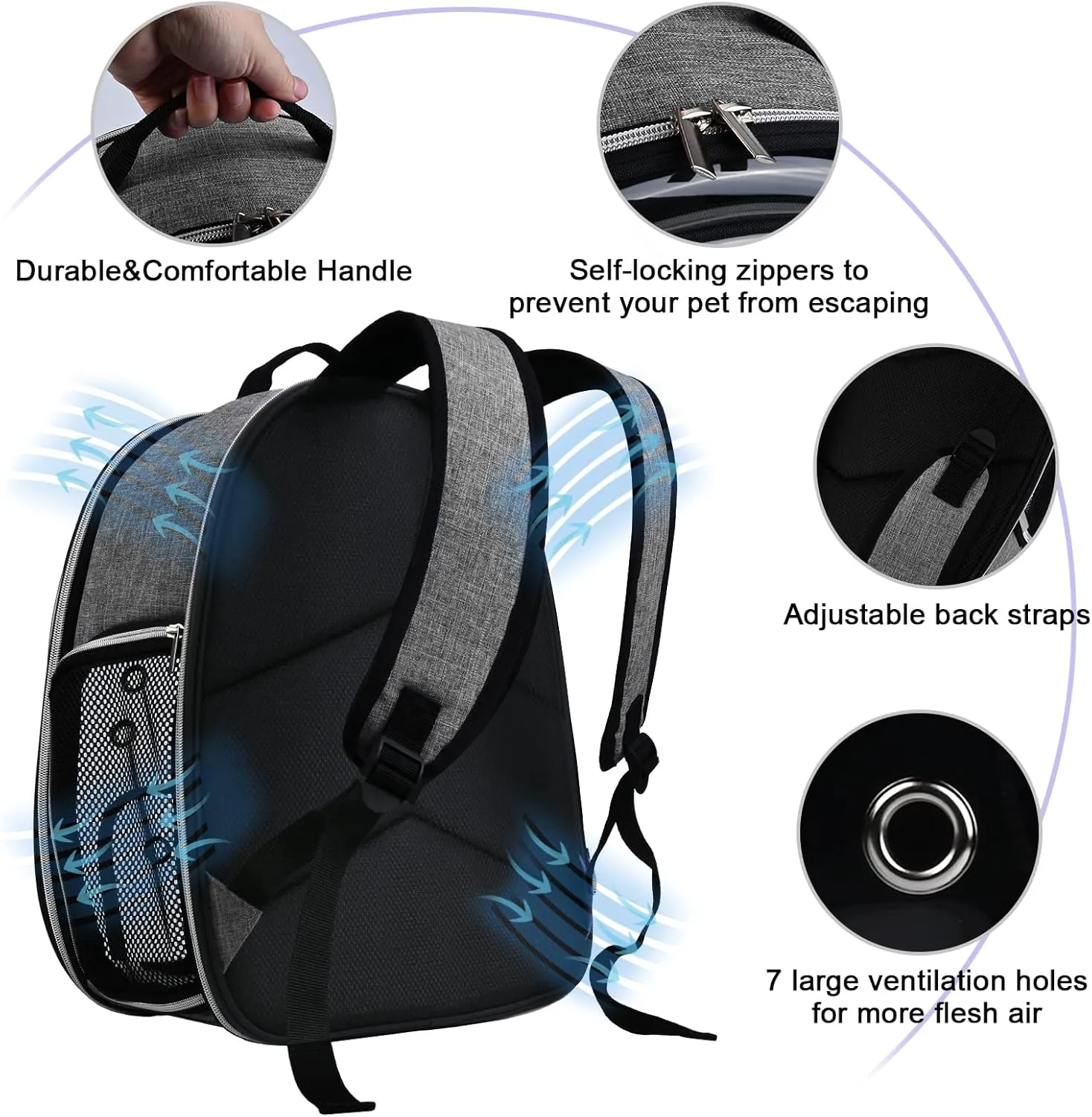 BAGLHER Cat Carrier Backpack Bubble - Fit Up to 18 Lbs - Airline-Approved Dog Backpack Carrier for Small Pets Puppies Dogs Bunny, Space Capsule Dog Carrier Backpack for Travel Outdoor Hiking, Grey