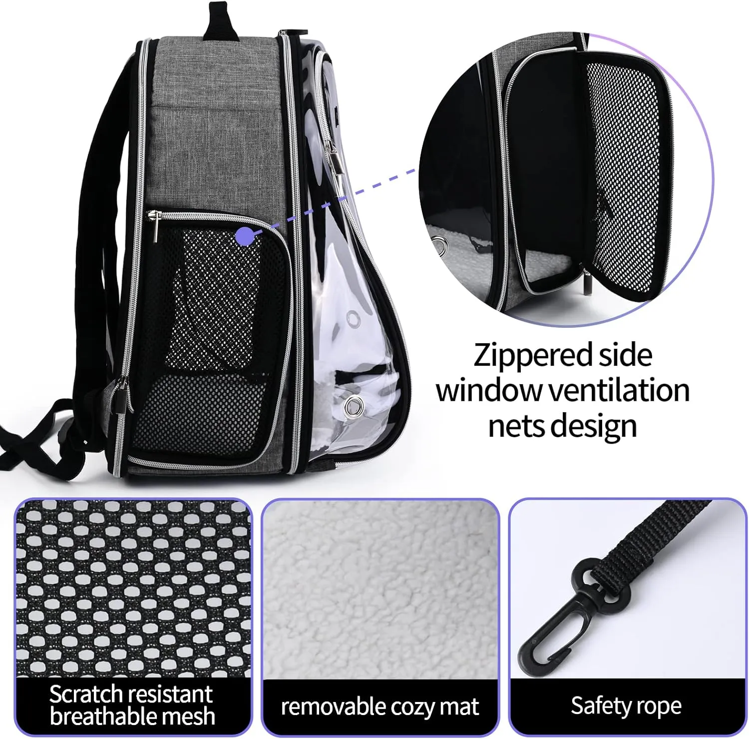 BAGLHER Cat Carrier Backpack Bubble - Fit Up to 18 Lbs - Airline-Approved Dog Backpack Carrier for Small Pets Puppies Dogs Bunny, Space Capsule Dog Carrier Backpack for Travel Outdoor Hiking, Grey