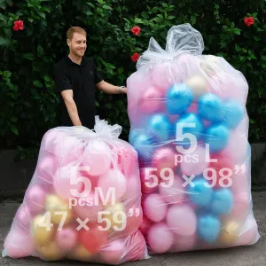 Balloon Bags For Transport Extra Large 10 Pcs(5pcs 59" x 98.4"   5 pcs 47.2" x 59"), Giant Storage Bags Transport Balloons For Weddings, Birthday Parties