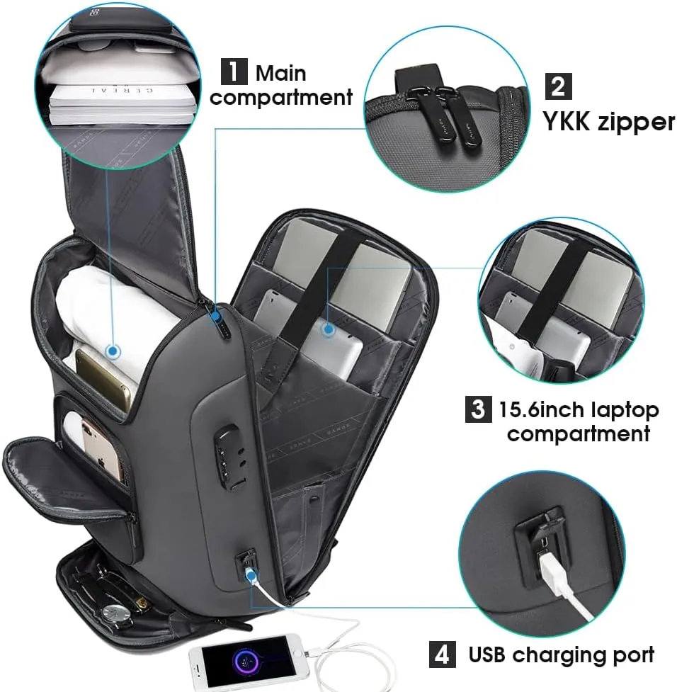 BANGE Business Laptop Backpack Fit for 15.6 INCH,Travel Backpack with USB Charging Port,Men Travel Backpack with Water Bottle Holder for Men and Women…