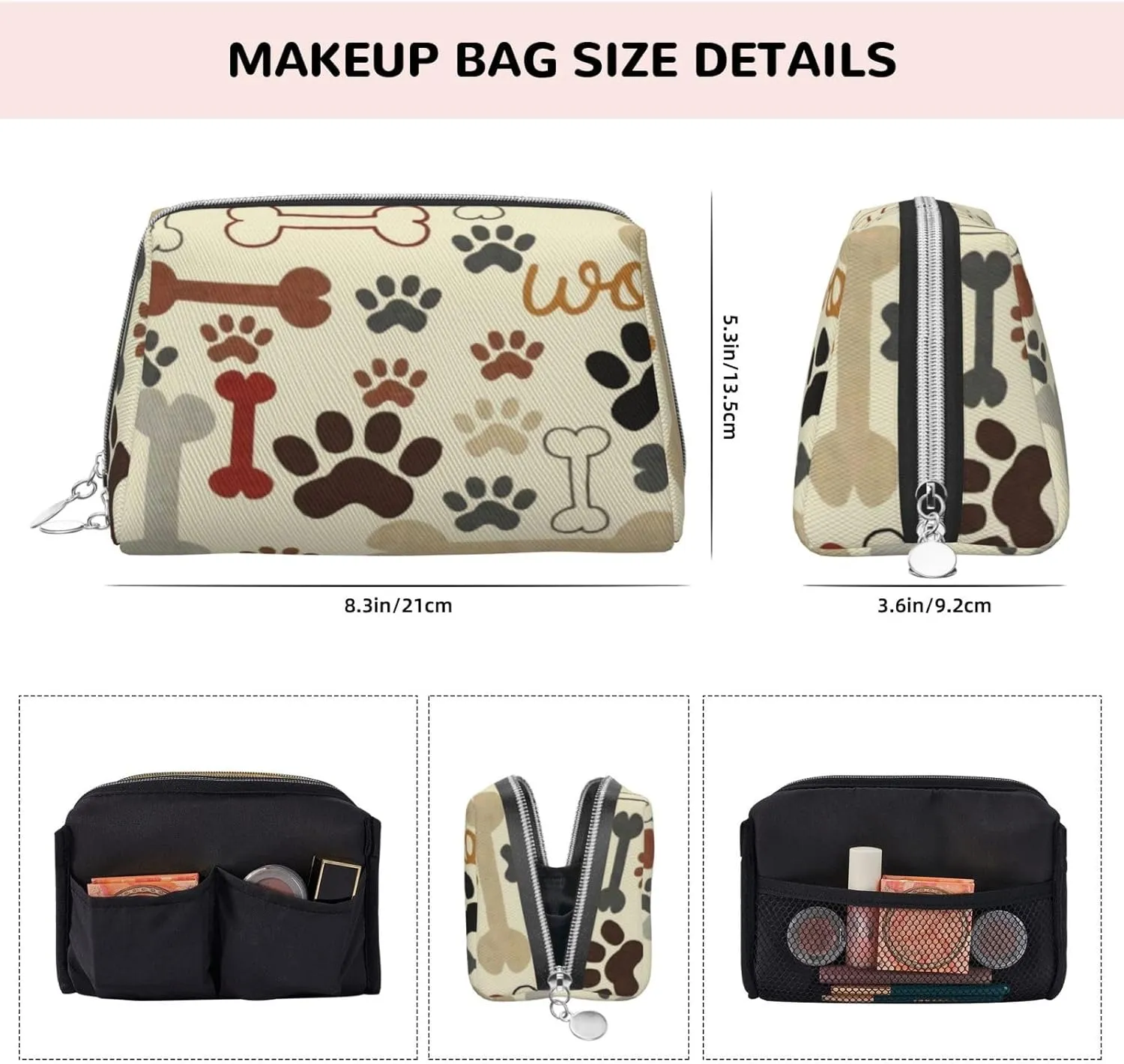 Baseball,Large Capacity Travel Leather Cosmetic Bag,Nostalgic Leather Retro Baseball,Multifunctional Storage Makeup Bag for Women,Yellow,M