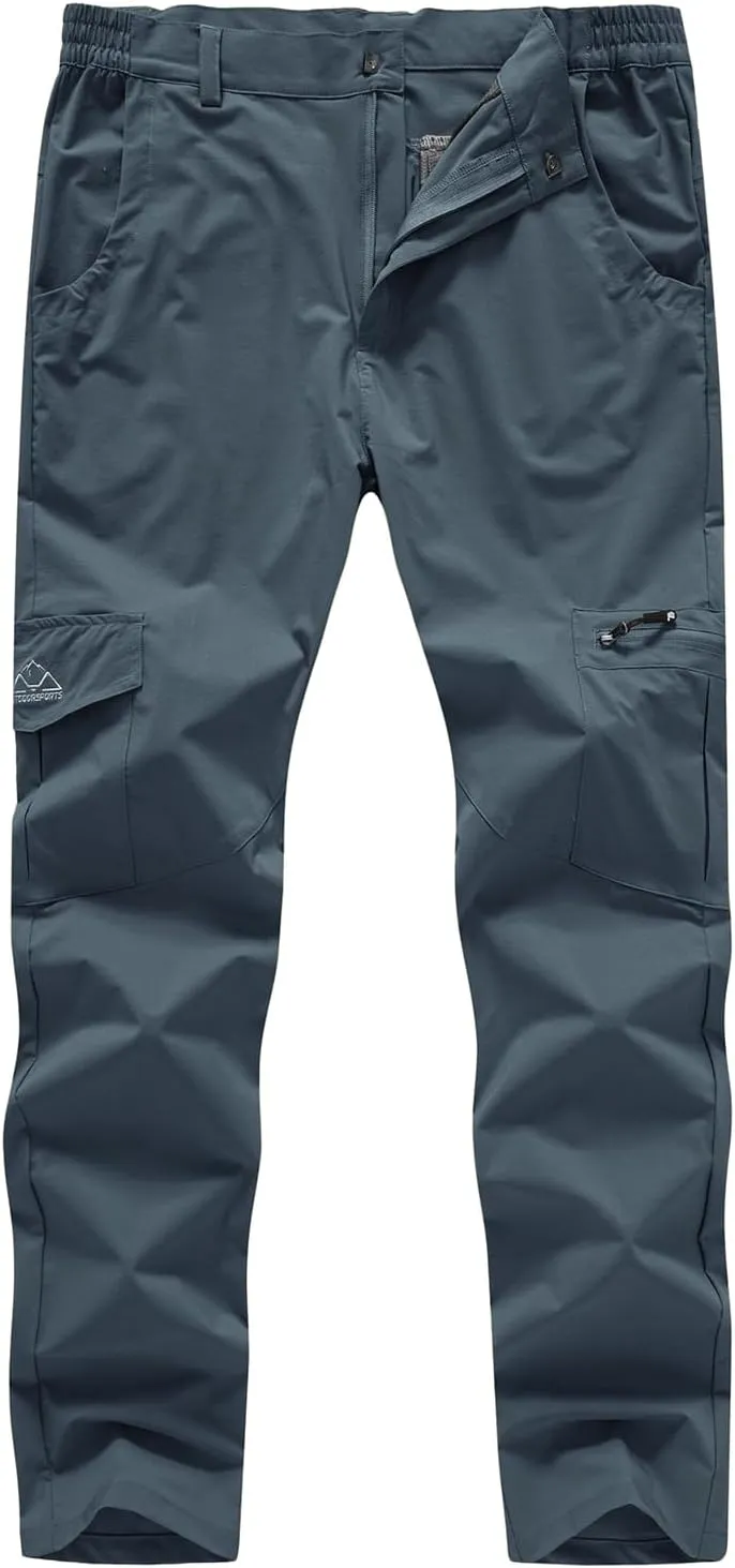 BASUDAM Men's Cargo Hiking Pants Quick Dry Lightweight Stretch Water Resistant Summer Outdoor Work Travel with Pockets
