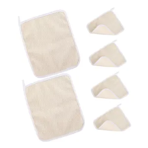 Bath Towel with Exfoliating Face Cloth 6pcs Set Nylon Body Scrubber Towel Quick Dry Daily Use