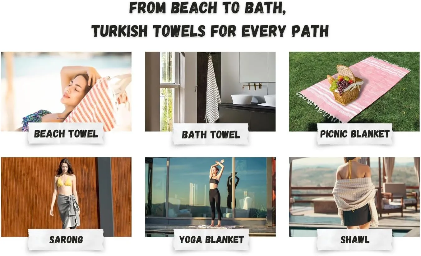 Bazaar Anatolia Turkish Beach Towel 100% Cotton Large Bath Towels Oversized Quick Dry Boho Farmhouse Decor Sheets Bathroom Towels Sand Free Camping Blanket Gray 71x39 inches - Arpa Grey